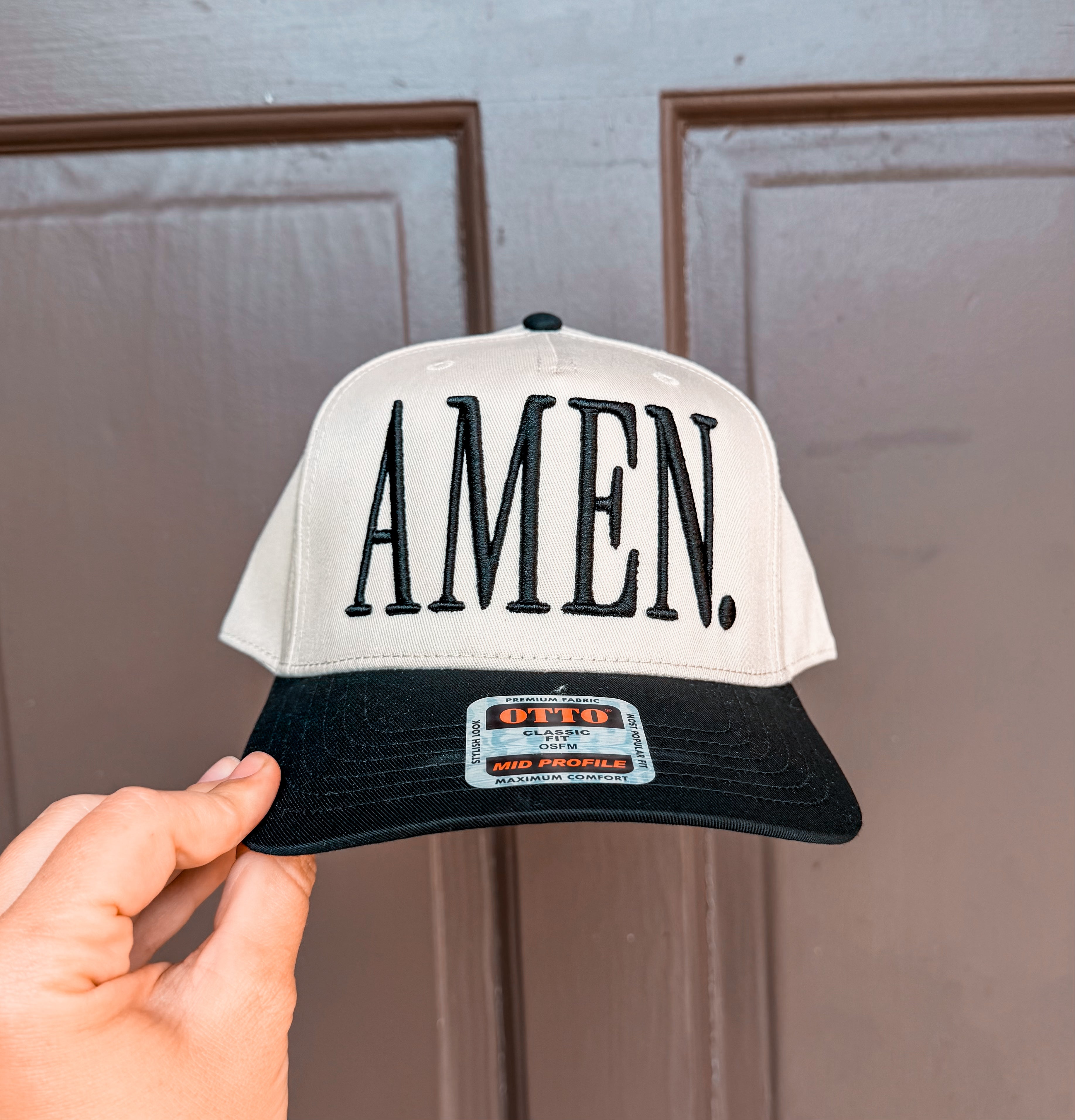 AMEN. Puff Embroidered Trucker Hat